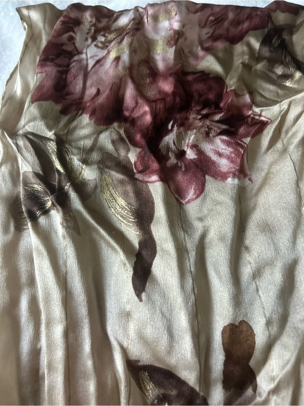 Ralph Lauren 100% Silk Floral Scarf in Blush & Burgundy Rose
